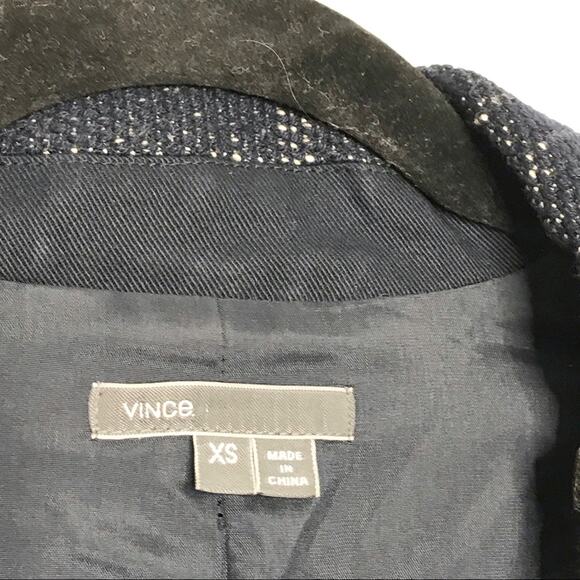 Vince Womens XSmall XS Soft Boucle Jacket Coastal Blue Fringe Textured Blazer - Picture 6 of 8